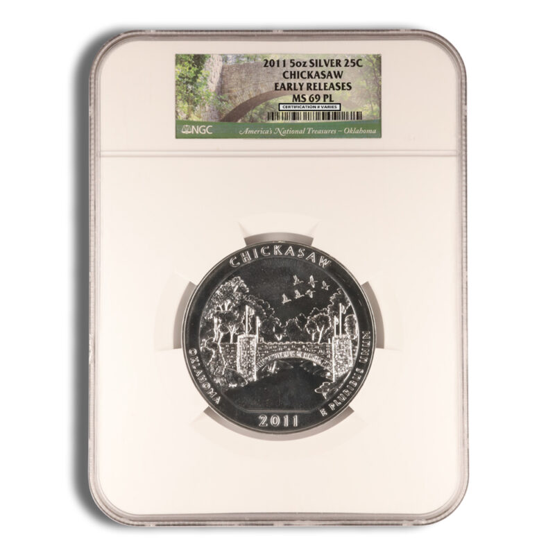 2011 5 oz ATB Chickasaw Silver Coin NGC MS69PL