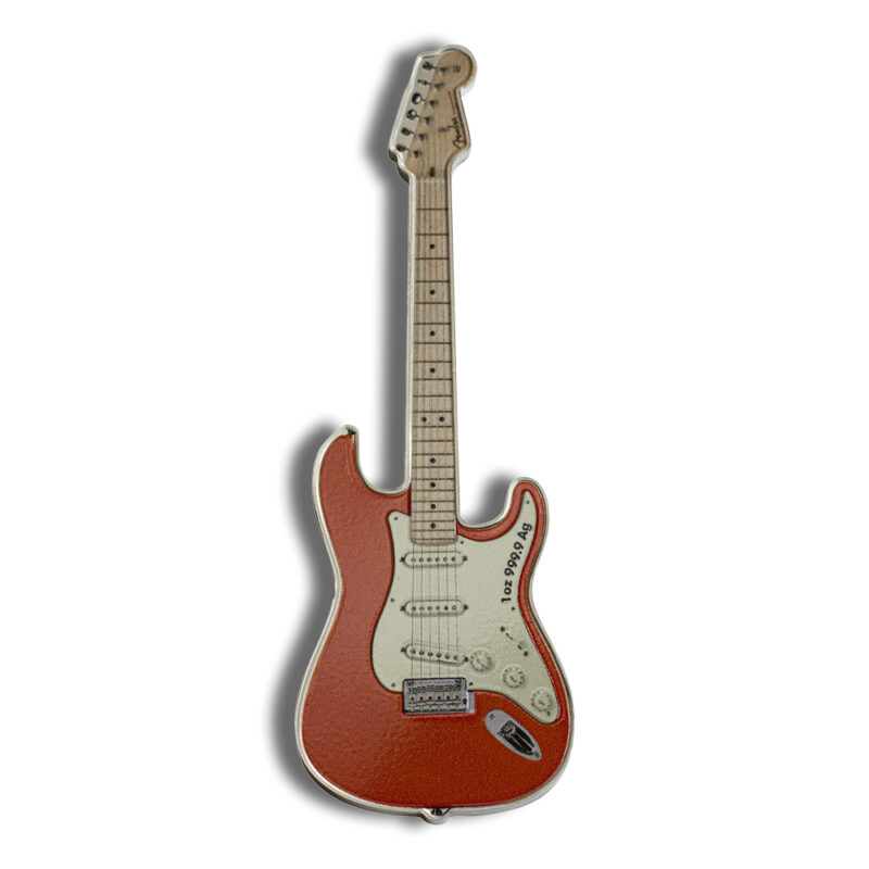2022 1 oz Solomon Islands Silver Fender Stratocaster - Fiesta Red - Image 2