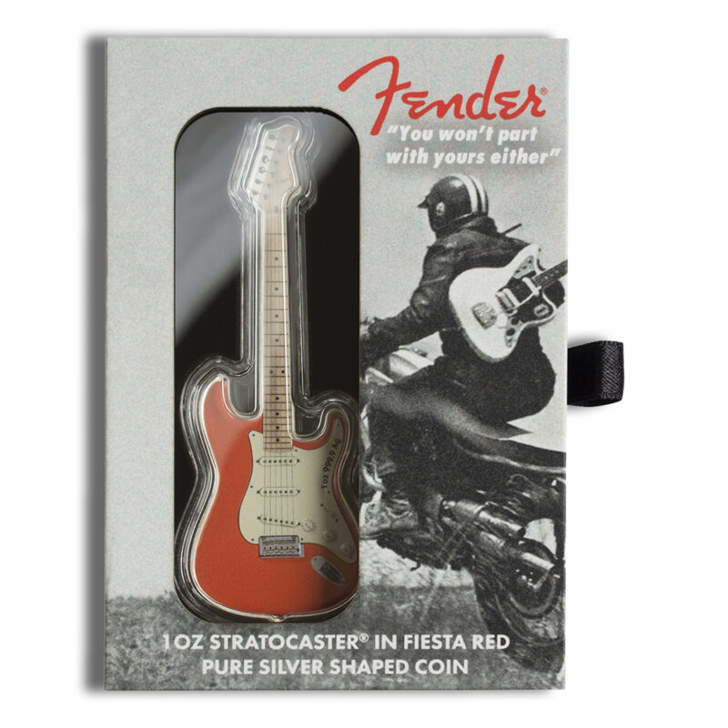 2022 1 oz Solomon Islands Silver Fender Stratocaster - Fiesta Red - Image 3