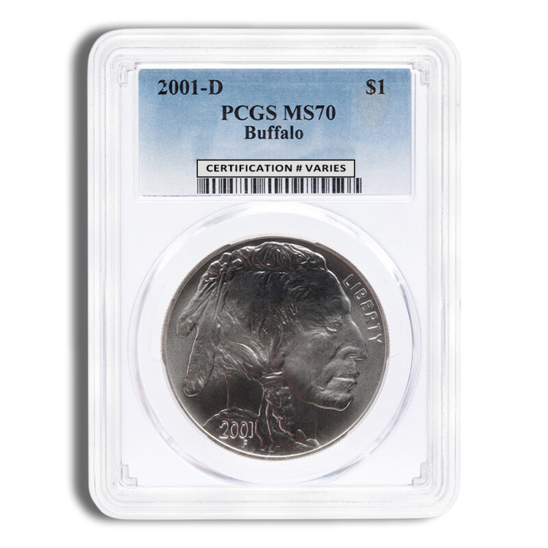 2001-D $1 Silver Buffalo Commem - PCGS MS70