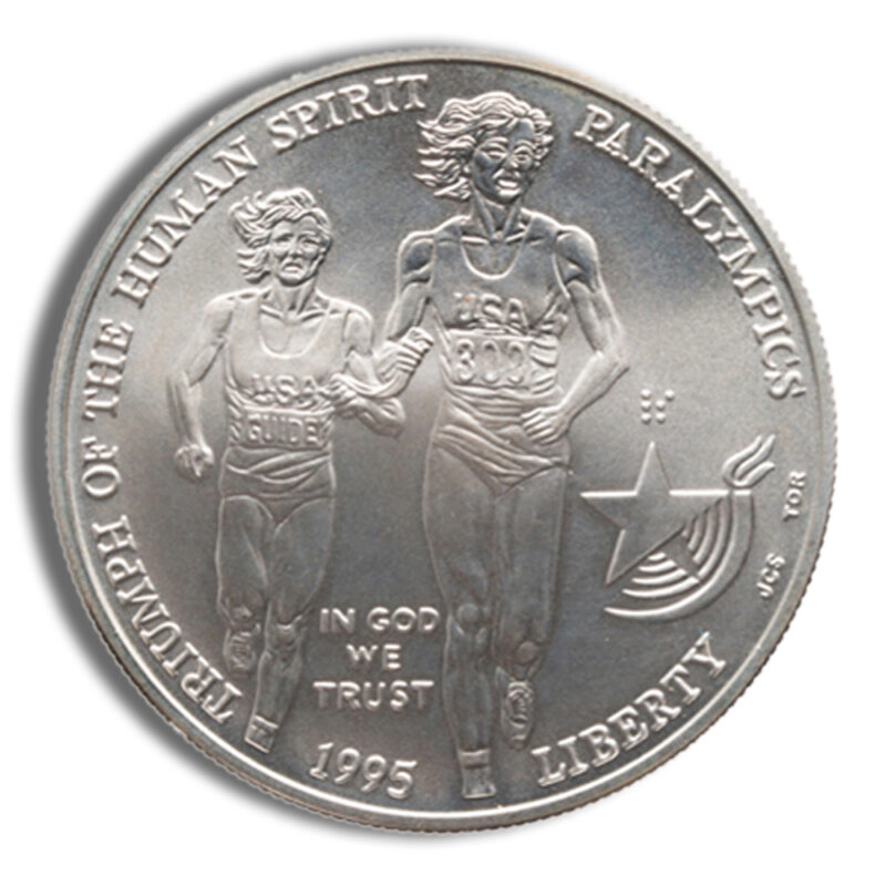 1995-D $1 Blind Runner Silver Commem - BU - Image 2