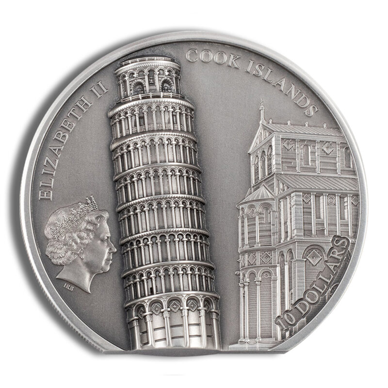 2022 2 oz Silver Cook Islands Leaning Tower of Pisa Coin - Image 2